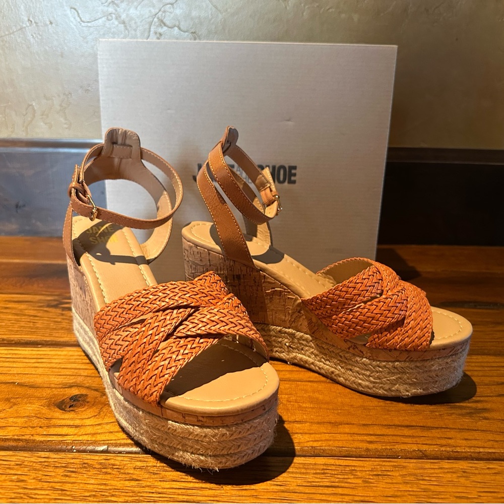 Jane and the Shoe "Lily" Stylish Orange Wedge Sandals